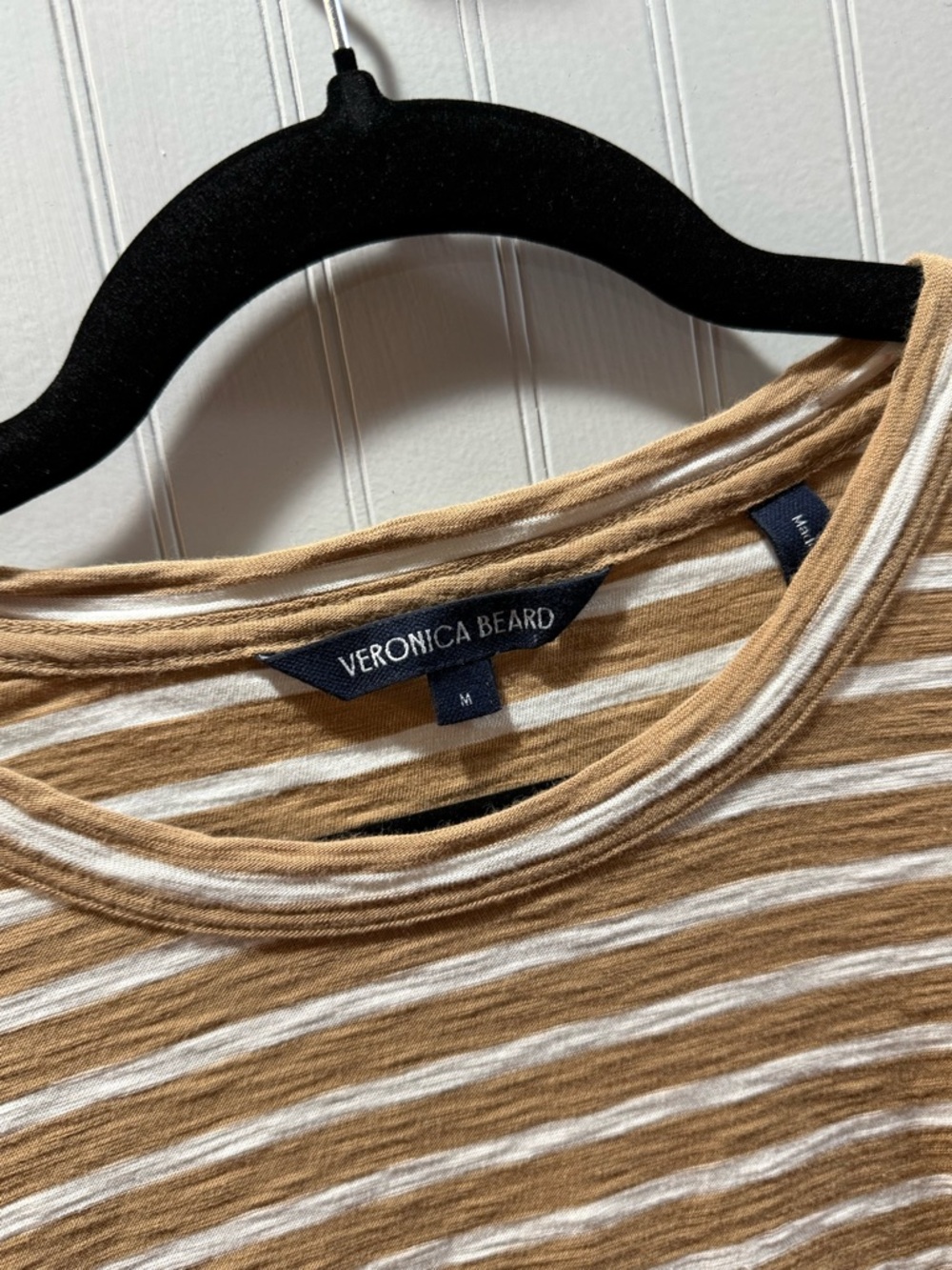 Veronica Beard Tan & White Striped Ruched Tank - Picture 3 of 4